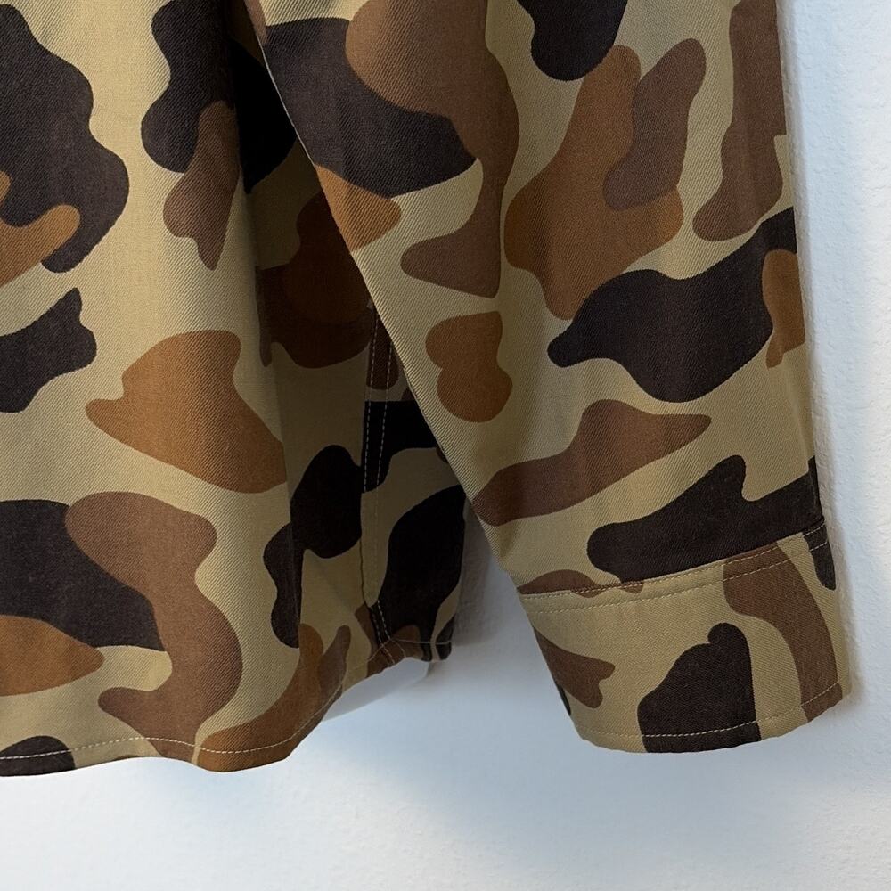 Poncho Men’s XL Brown Tan Camouflage Button-Up Long Sleeve Button-Down Pocket - Picture 5 of 6